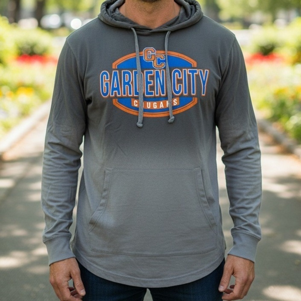Garden City‎ Cougars PEL Athletic Pullover Hoodie Gray Orange Blue Mens Large